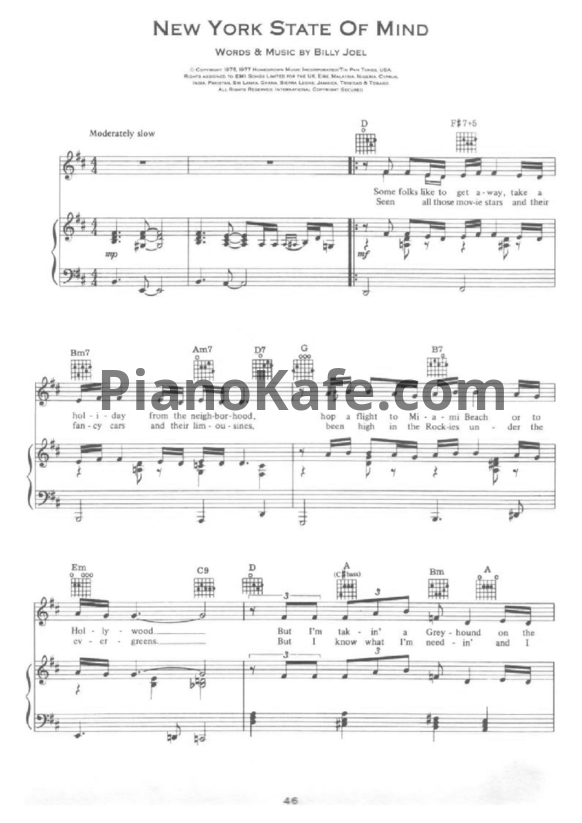 Ноты Barbara Streisand - New York state of mine - PianoKafe.com