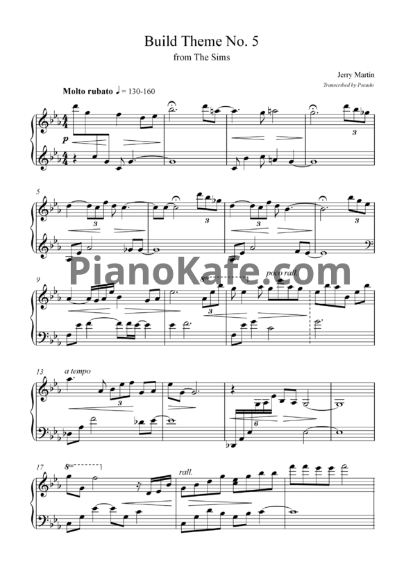 Ноты Jerry Martin - Build theme No. 5 - PianoKafe.com