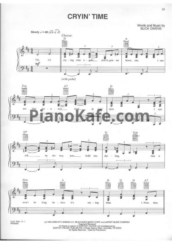 Ноты LeAnn Rimes - Cryin time - PianoKafe.com