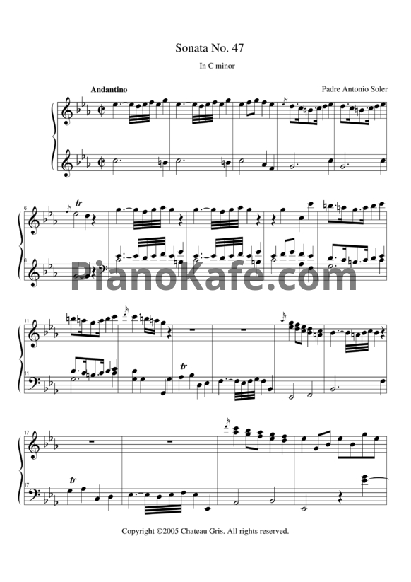 Ноты Antonio Soler - Sonata No. 47 in C minor - PianoKafe.com