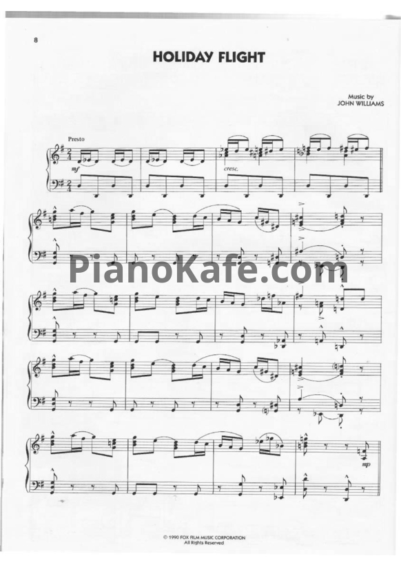 Ноты John Williams - Holiday flight - PianoKafe.com