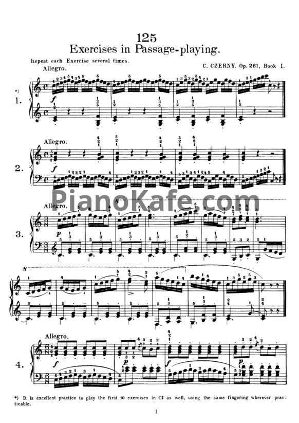 Ноты Карл Черни - 125 упражнений в пассажах (Op. 261) - PianoKafe.com