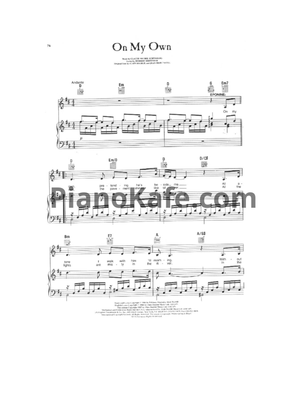Ноты Claude-Michel Schonberg - On my own - PianoKafe.com