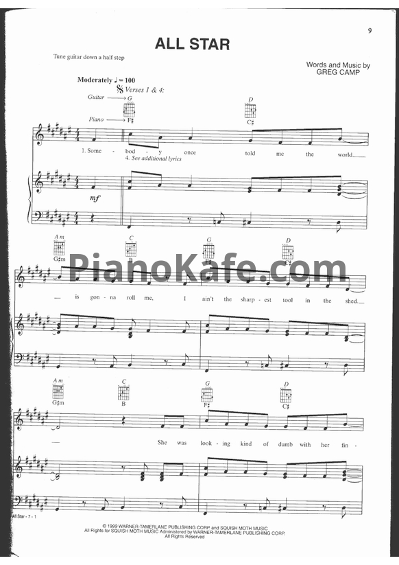 Ноты Smash Mouth - All Star - PianoKafe.com