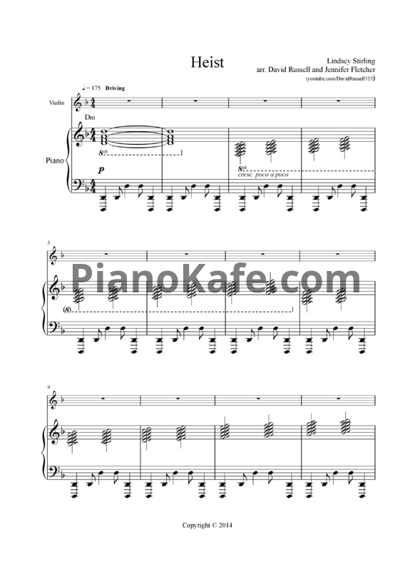 Ноты Lindsey Stirling - Heist - PianoKafe.com