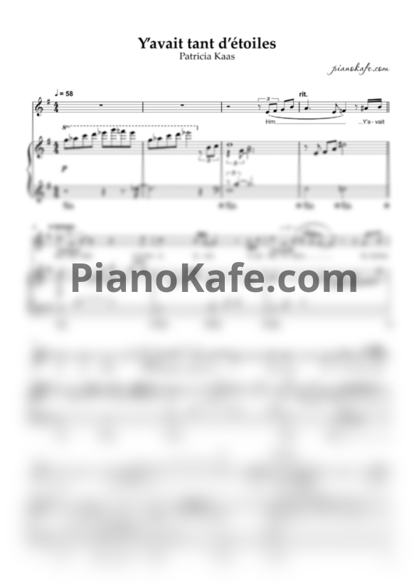Ноты Patricia Kaas - Y'avait tant d'etoiles - PianoKafe.com