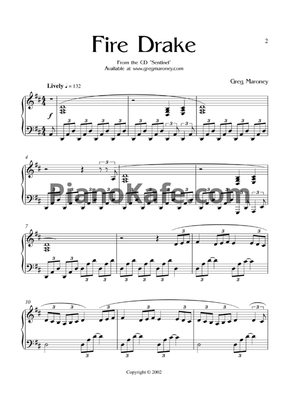 Ноты Greg Maroney - Fire drake - PianoKafe.com