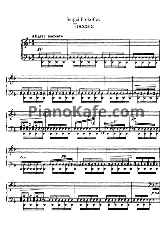 Ноты Сергей Прокофьев - Токката ре минор (Op. 11) - PianoKafe.com
