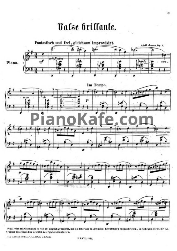 Ноты А. Йенсен - Блестящий вальс (Op. 3) - PianoKafe.com