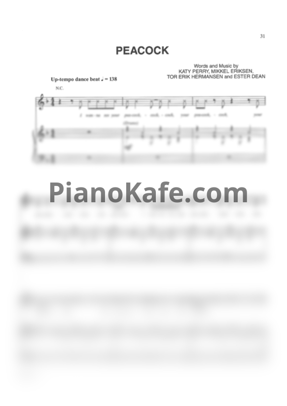Ноты Katy Perry - Peacock - PianoKafe.com