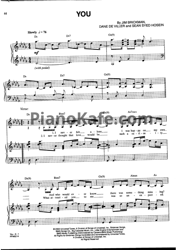 Ноты Jim Brickman - You - PianoKafe.com