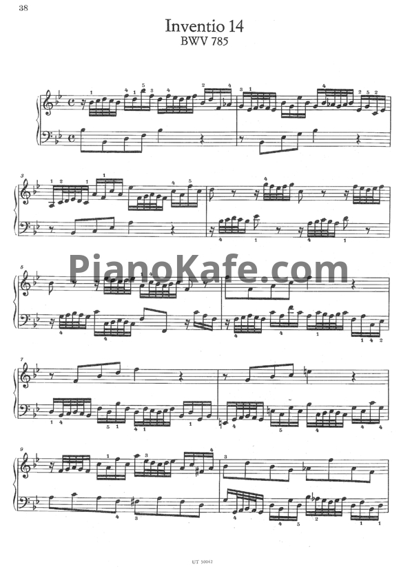 Ноты И. Бах - Инвенция №14 (BWV 785) - PianoKafe.com