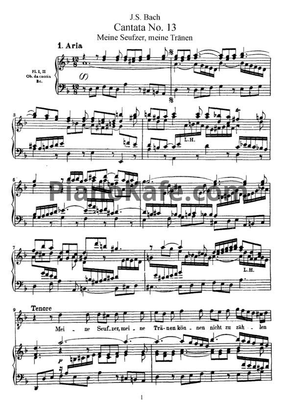 Ноты И. Бах - Кантата №13 "Meine Seufzer, meine tranen" (BWV 13) - PianoKafe.com