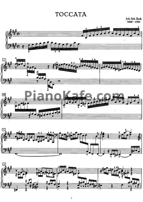 Ноты И. Бах - Токката фа-диез минор (BWV 910) - PianoKafe.com