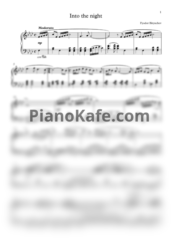 Ноты Фёдор Бирючев - Into the night - PianoKafe.com