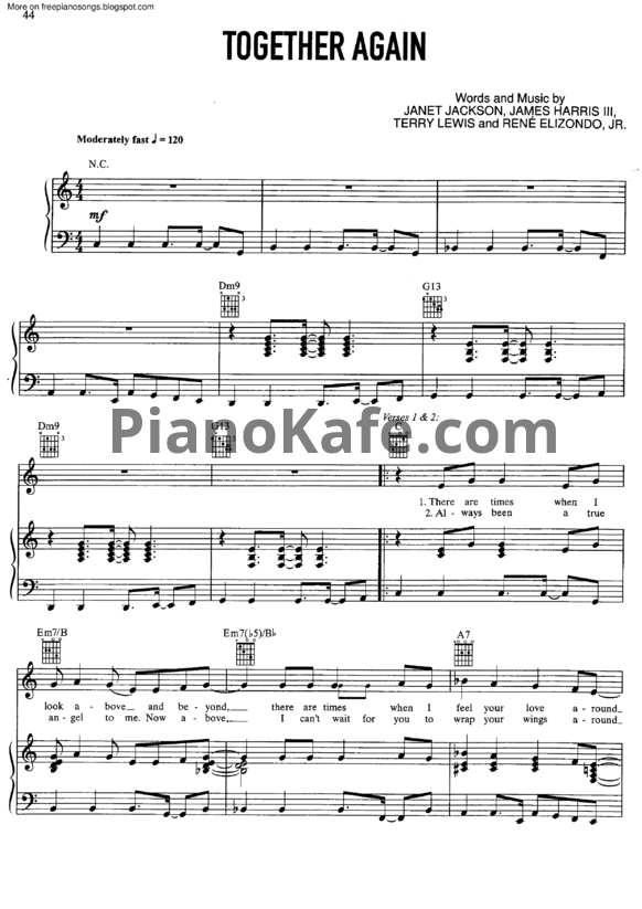 Ноты Janet Jackson - Together again - PianoKafe.com