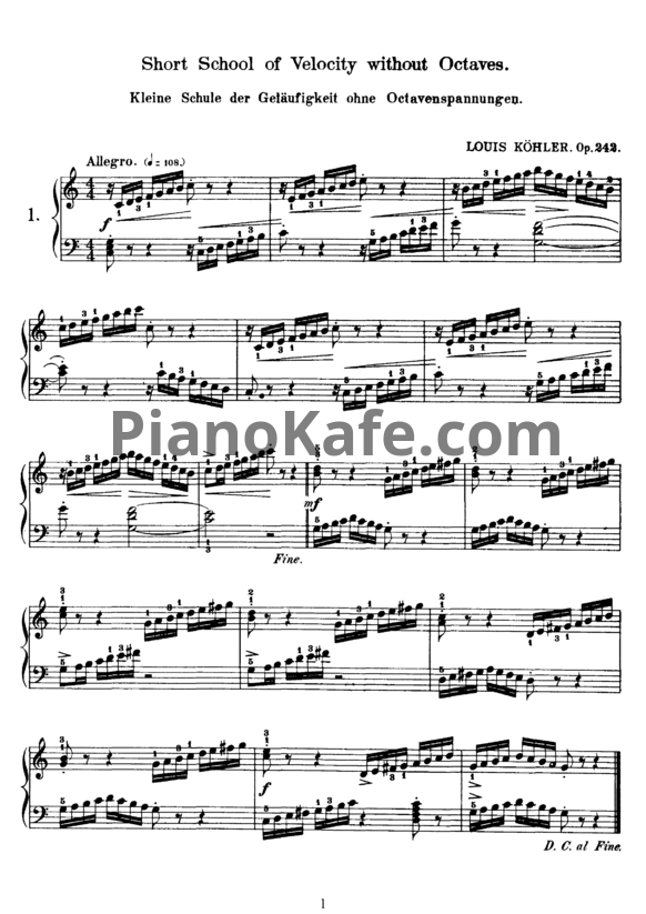 Ноты Louis Kohler - 20 этюдов (Op. 242) - PianoKafe.com