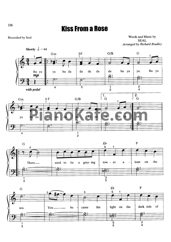 Ноты Seal - Kiss from a rose (Arr. Richard Bradley) - PianoKafe.com