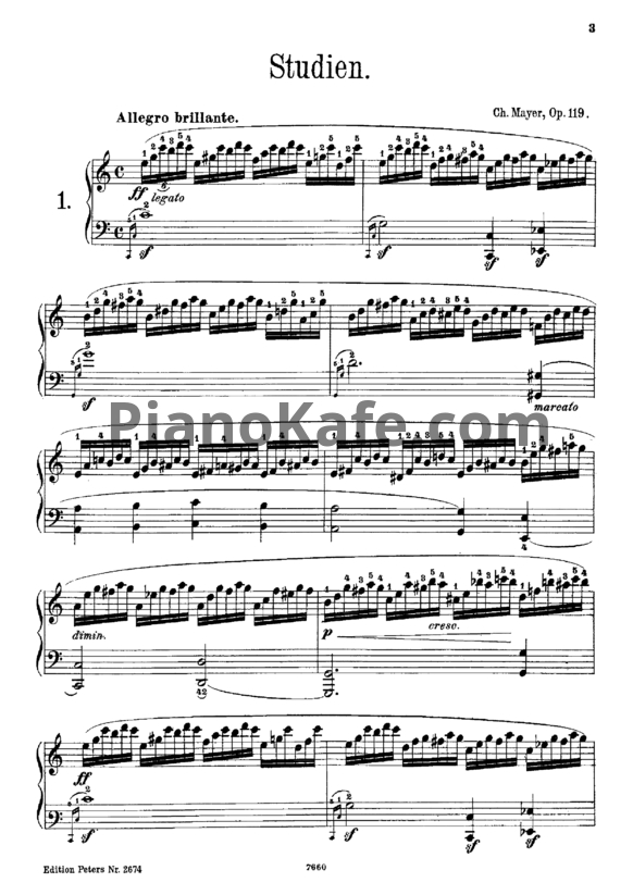 Ноты Ш. Майер - 12 этюдов (Op. 119) - PianoKafe.com
