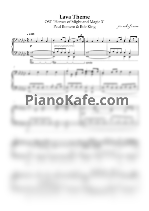 Ноты Paul Romero & Rob King - Lava theme (Easy piano cover) - PianoKafe.com