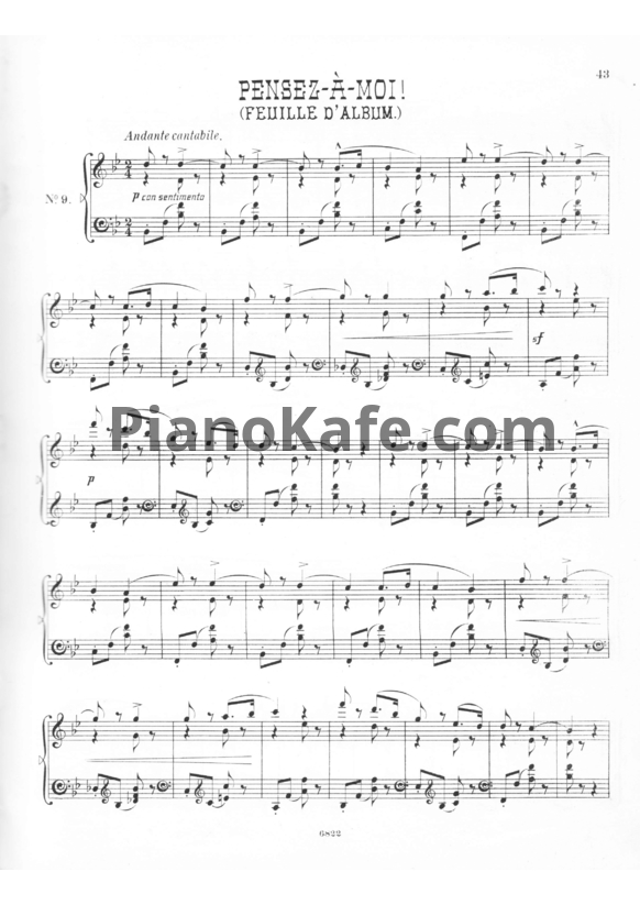 Ноты Герман Волленгаупт - Pensez-a-moi (Соч. 41, №9) - PianoKafe.com
