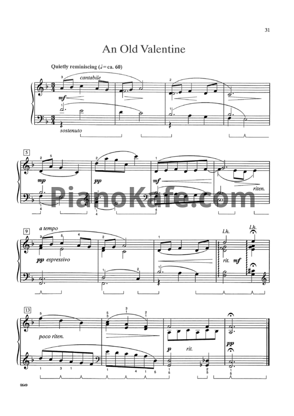 Ноты William Gillock - An old Valentine - PianoKafe.com