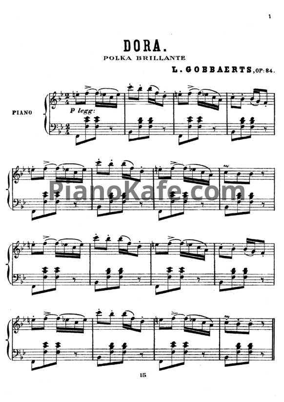 Ноты Л. Гоббартс - Дора. Блестящая полька для фортепиано (Op. 84) - PianoKafe.com