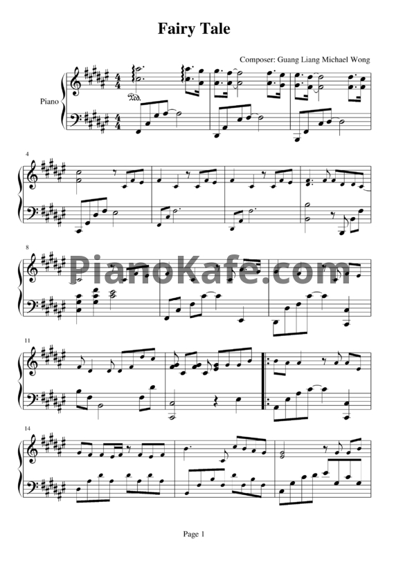 Ноты Guang Liang, Michael Wong - Fairy tale - PianoKafe.com