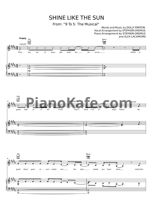 Ноты Dolly Parton - Shine like the sun - PianoKafe.com
