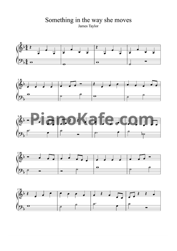 Ноты James Taylor - Something in the way she moves - PianoKafe.com