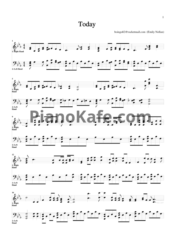 Ноты The Smashing Pumpkins - Today - PianoKafe.com