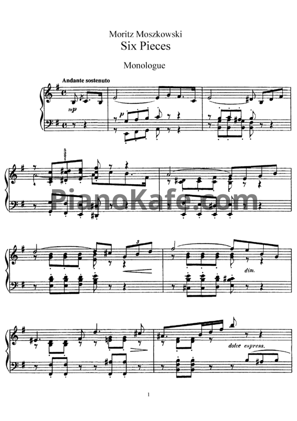 Ноты Мориц Мошковский - Шесть пьес - PianoKafe.com