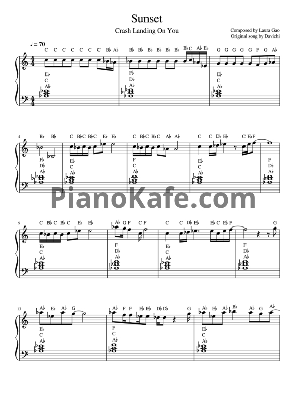 Ноты Davichi - Sunset - PianoKafe.com