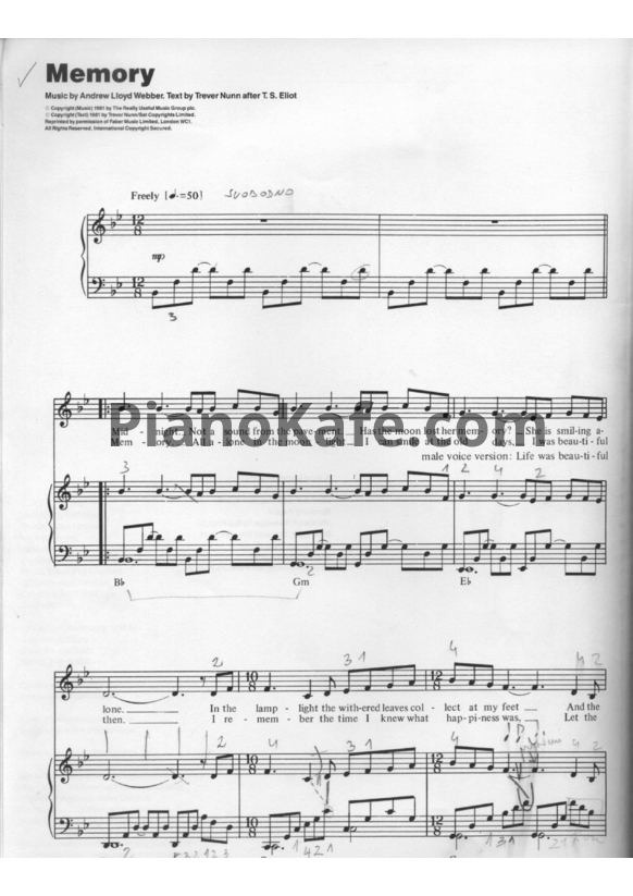 Ноты Barbra Streisand - Memory - PianoKafe.com