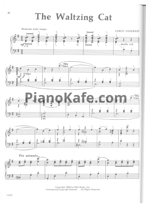 Ноты Leroy Anderson - The Waltzing Cat - PianoKafe.com