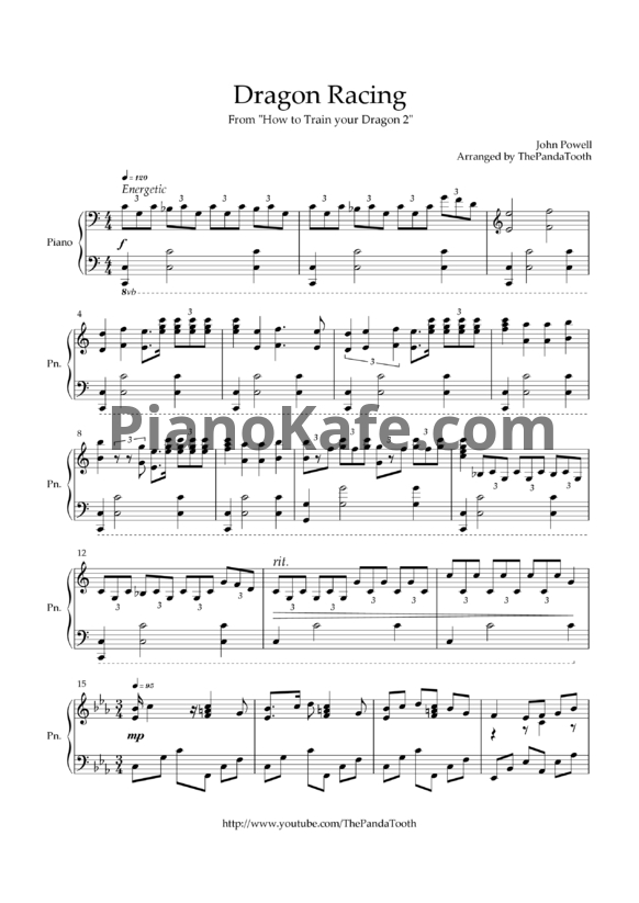 Ноты John Powell - Dragon racing - PianoKafe.com