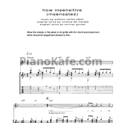 Ноты Antonio Carlos Jobim - How insensitive (Voice and Guitar tabs) - предпросмотр