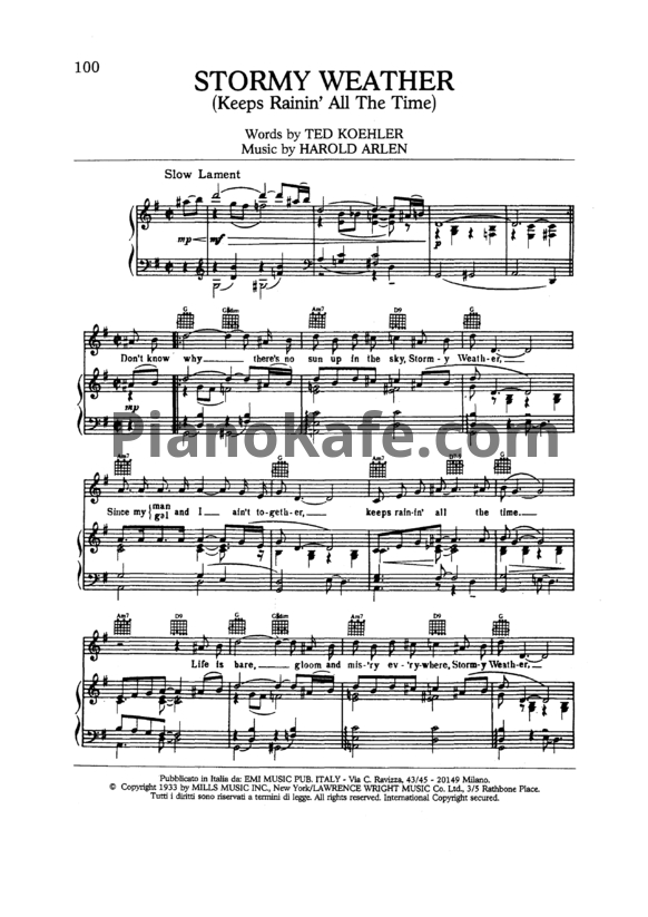 Ноты Frank Sinatra - Stormy weather - PianoKafe.com