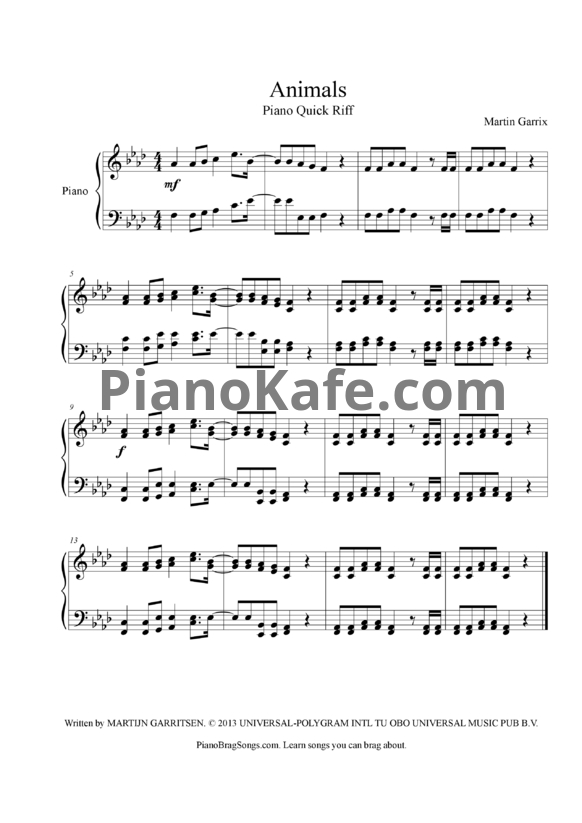 Ноты Martin Garrix - Animals - PianoKafe.com