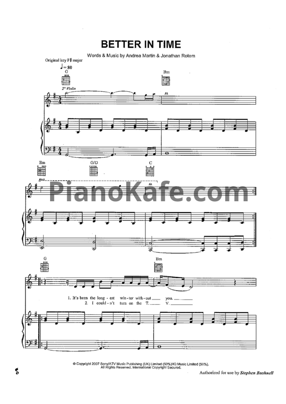 Ноты Leona Lewis - Better in time - PianoKafe.com