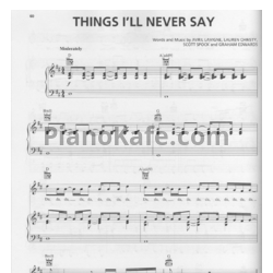 Ноты Avril Lavigne - Things I'll never say - предпросмотр