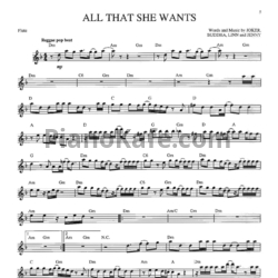 Ноты Ace of Base - All that she wants (Переложение для флейты) - предпросмотр
