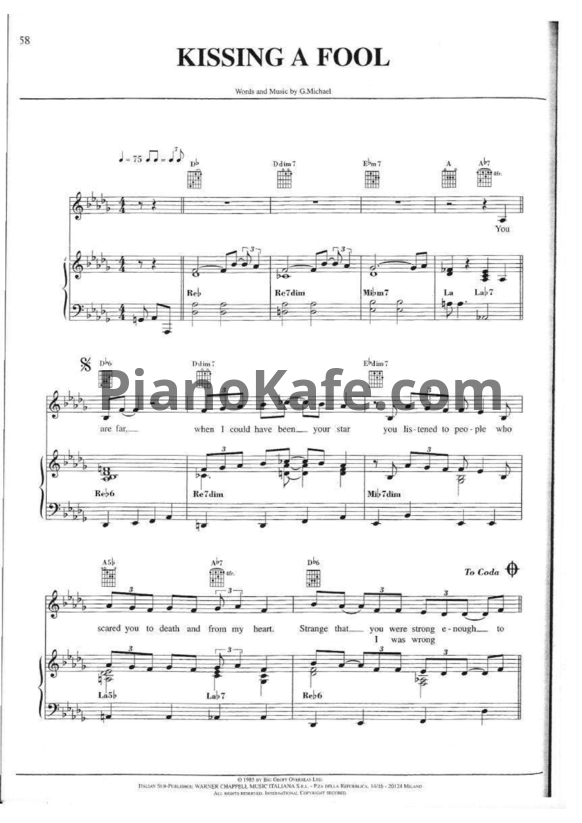 Ноты Michael Buble - Kissing a fool - PianoKafe.com
