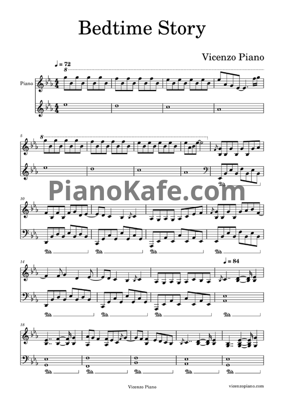 Ноты Vicenzo Piano - Bedtime Story - PianoKafe.com
