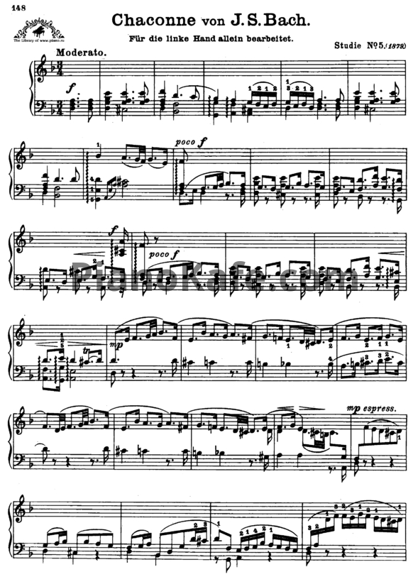 Ноты И. Бах, И. Брамс - Чакона - PianoKafe.com