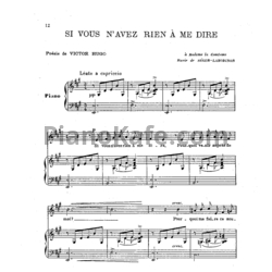 Ноты Камиль Сен-Санс - Si vous n’avez rien a me dire - предпросмотр