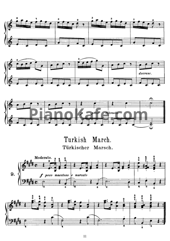 Ноты Корнелиус Гурлитт - Турецкий марш (Op. 101, №9) - PianoKafe.com
