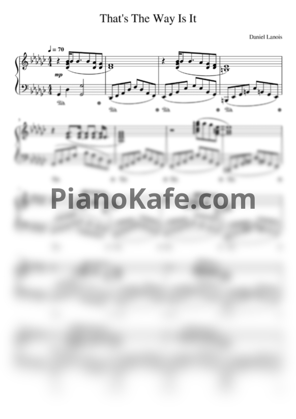 Ноты Daniel Lanois - That's the way it is (Piano) - PianoKafe.com