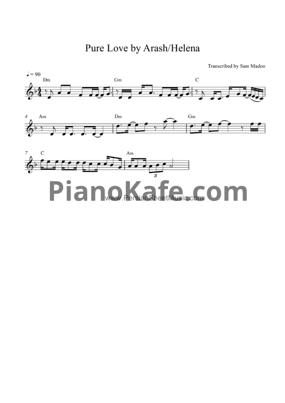 Ноты Arash feat. Helena - Pure Love - PianoKafe.com