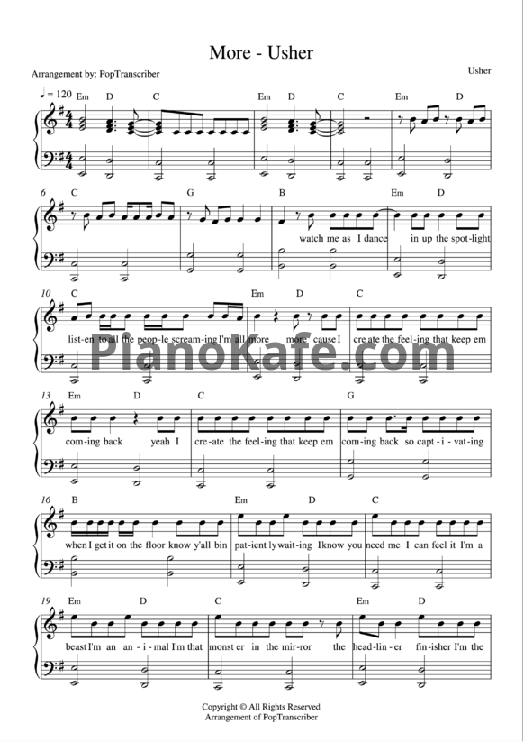 Ноты Usher - More - PianoKafe.com